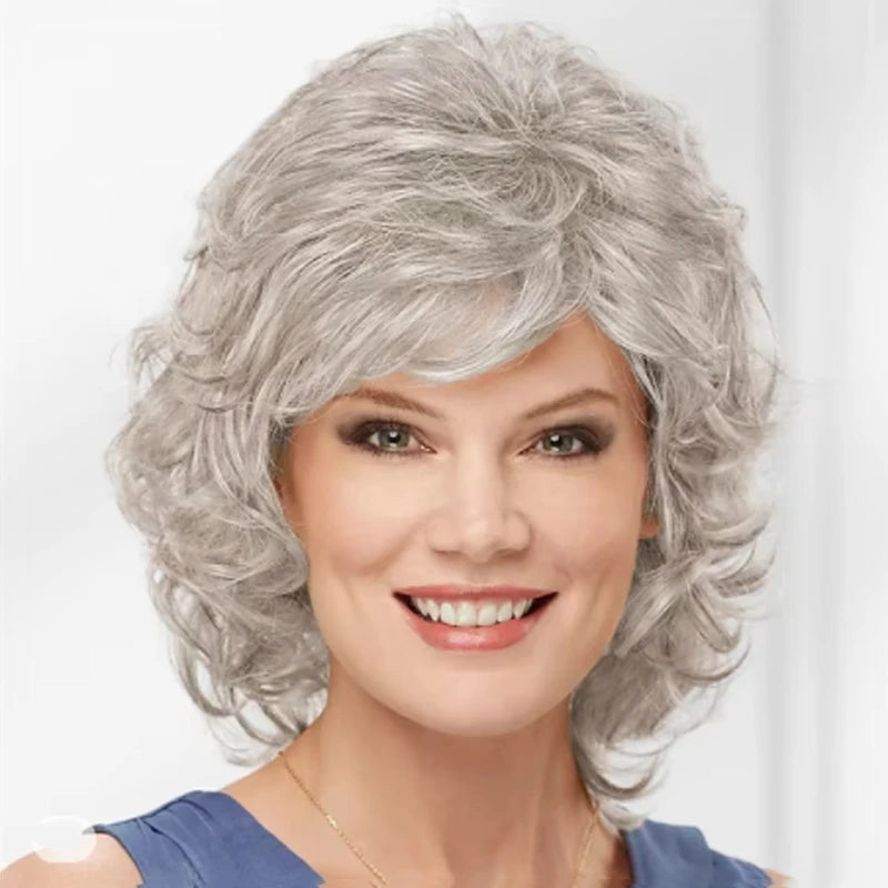 Short Curly Wig with Bangs – Synthetic