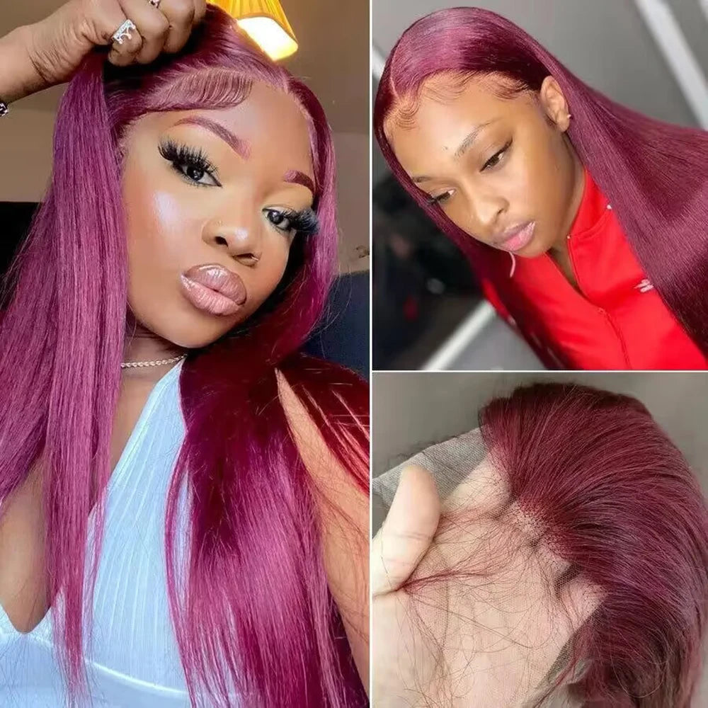 Burgundy 13x4 & 13x6 HD Lace Frontal Human Hair Wig