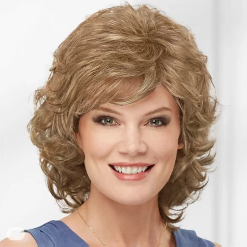 Short Curly Wig with Bangs – Synthetic
