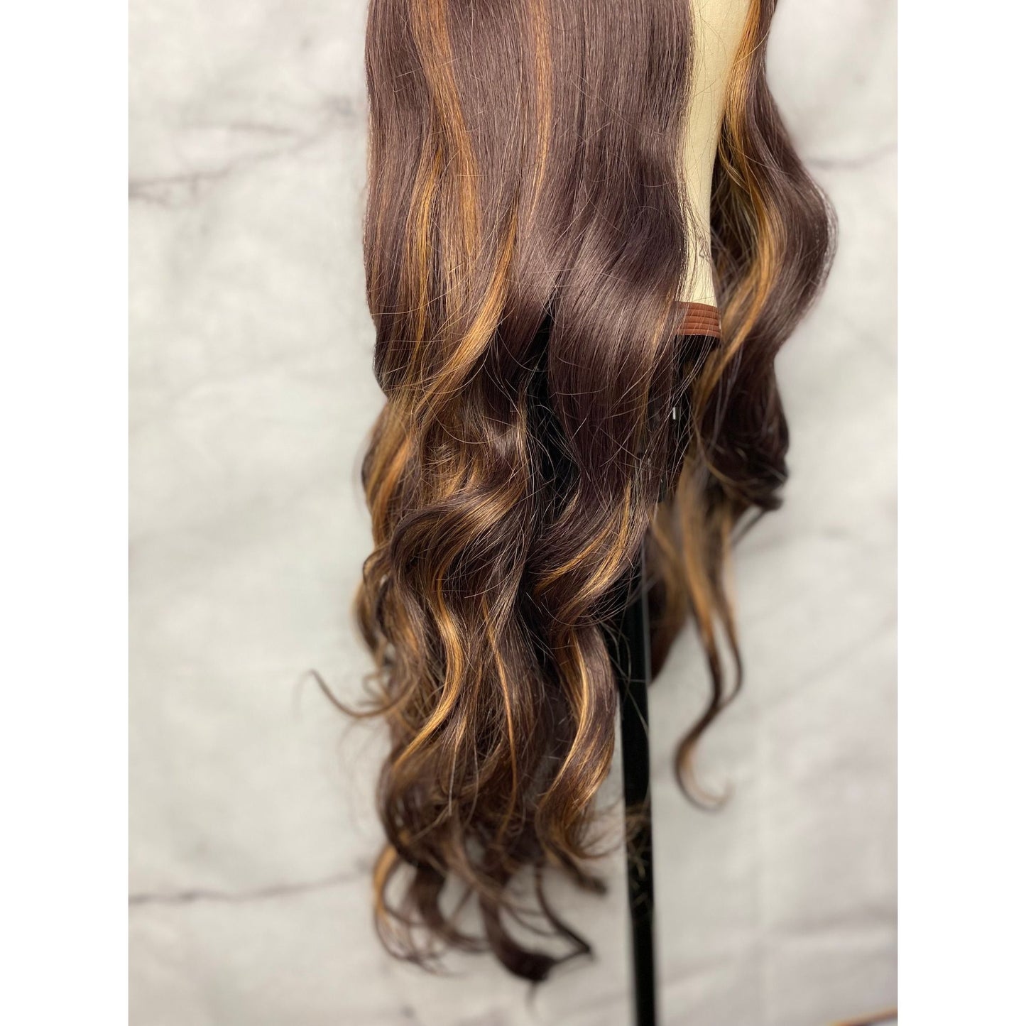 Lace Front Wig,Ombre Dark Brown Wig,Side Part Hair Wigs,Long Brown Wigs,Dark Brown Hair,Dark Chocolate Brown Hair with Blonde Highlights Wig