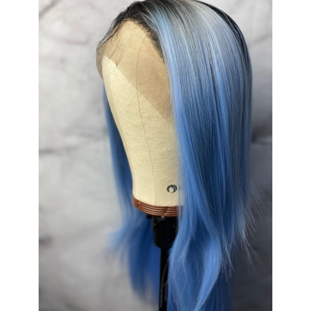 Blue and Black Lace Front Wig,Lace Front Wig