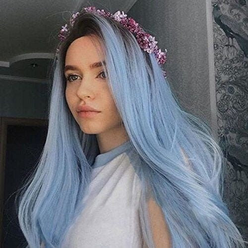 Blue and Black Lace Front Wig,Lace Front Wig