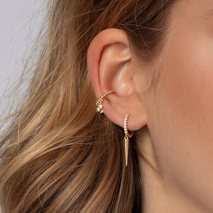 14K gold plated with 925 sterling silver post earrings,dangle earrings