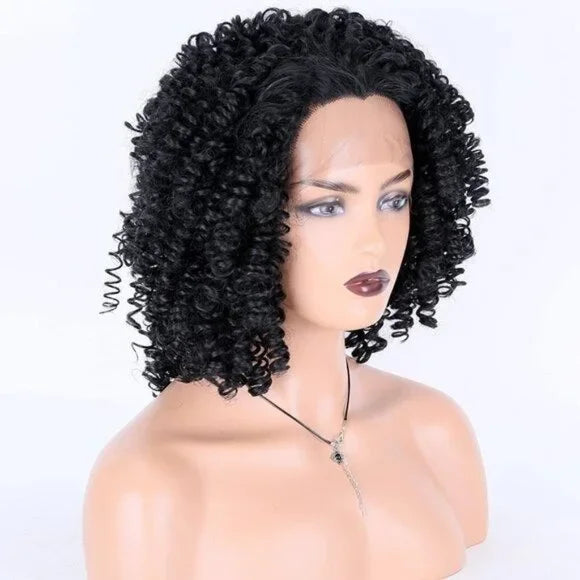 13×4 Short Kinky Synthetic Lace Front Wigs