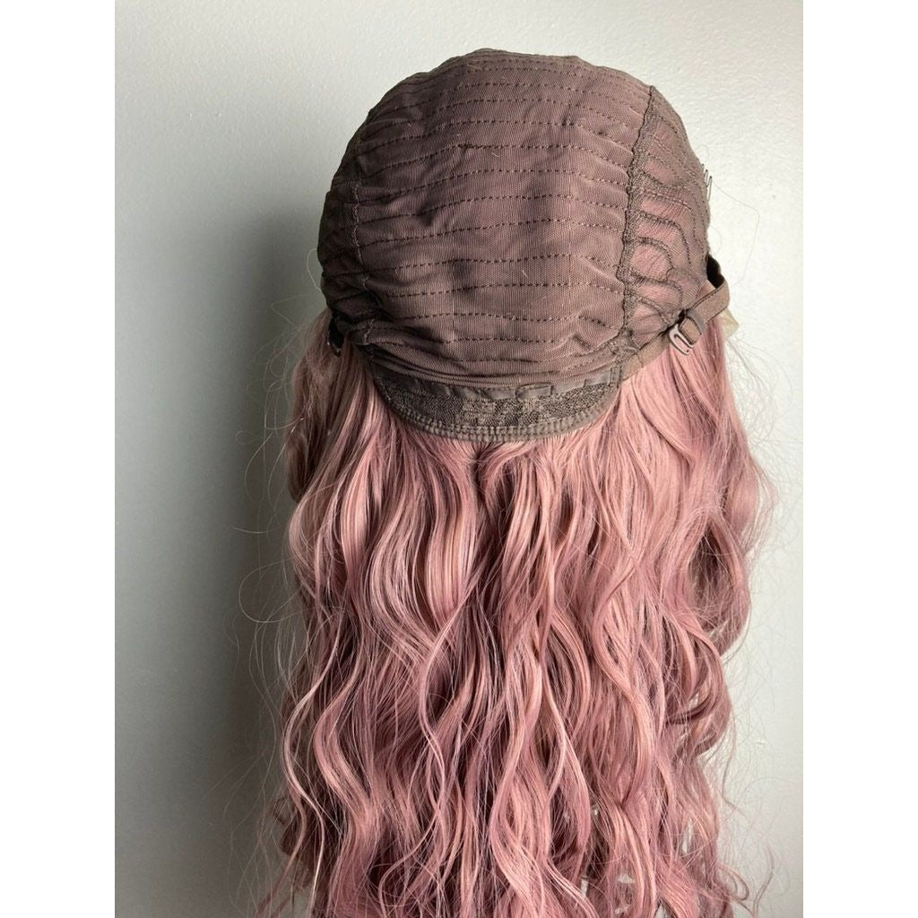 Curly Ash Pink Wig,Dark Pink Wig,Ash Pink Lace Wig,Pastel Pink Wig,Lace Front Pink Wig,Long Lace Front Wig For Women,Drag Wigs,Cosplay Wig