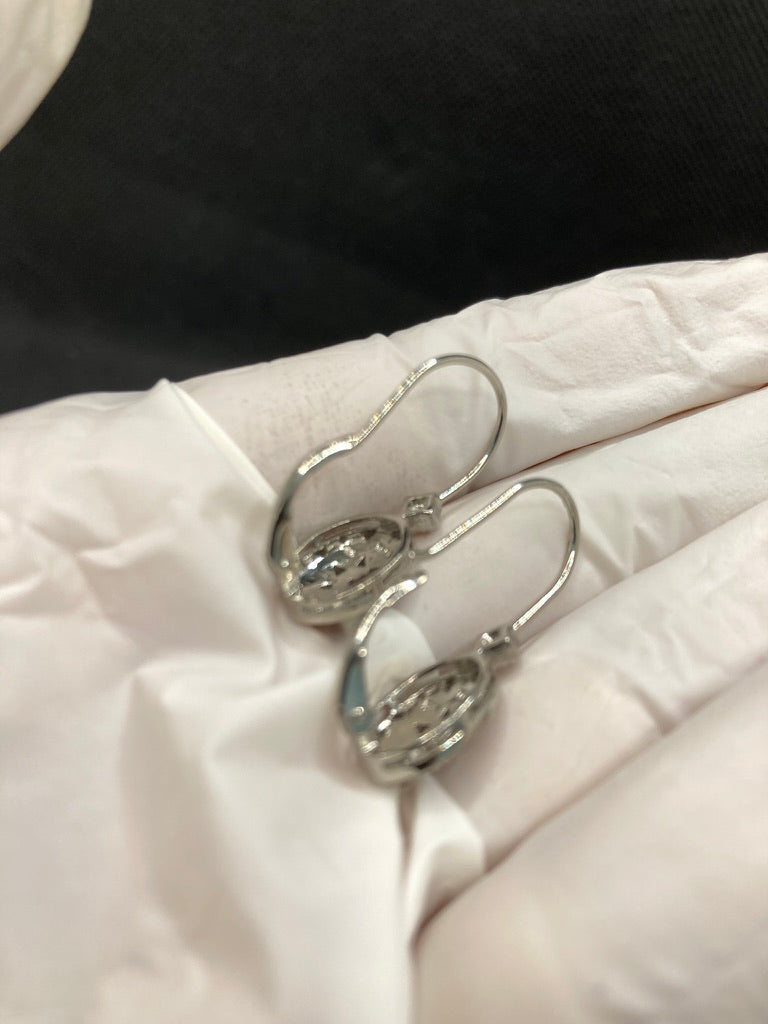Accented Filigree Oval Earrings,Dangle Sterling Silver,Leverback Drop,Minimalist Dangly Earrings