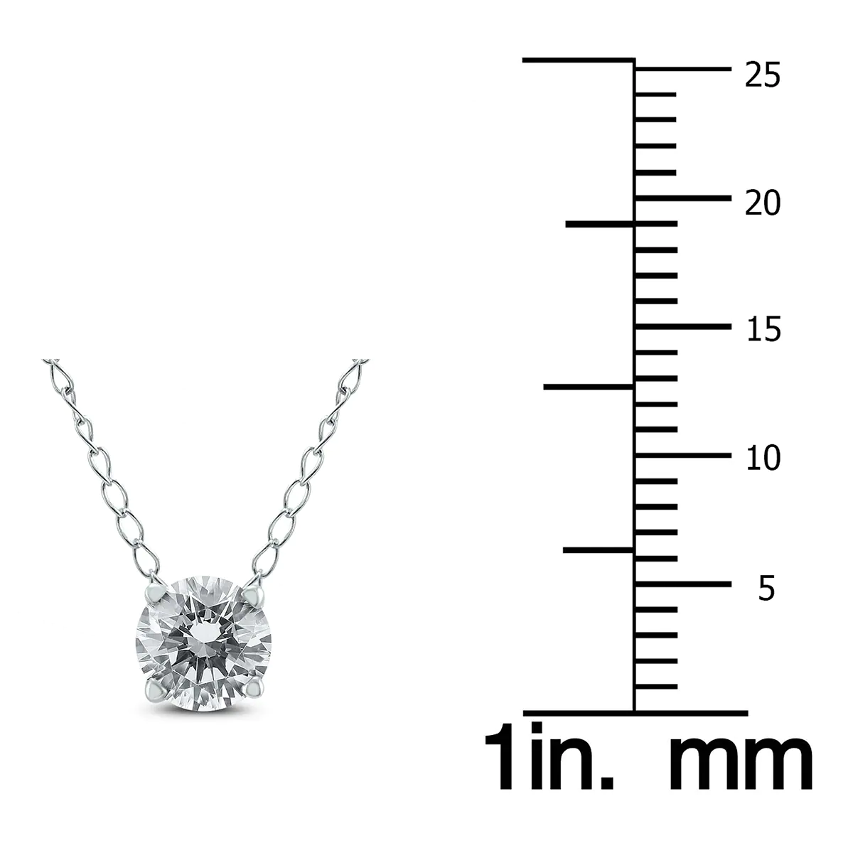 14K White Gold Round Diamond Solitaire Necklace