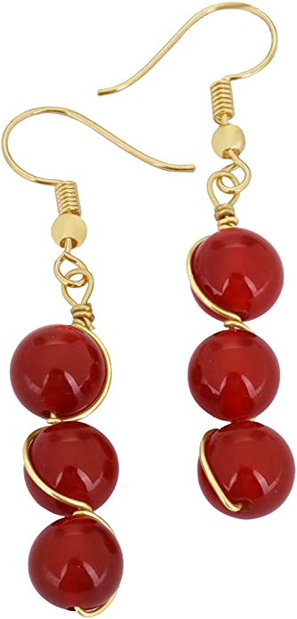 Carnelian Stone Drop Earrings
