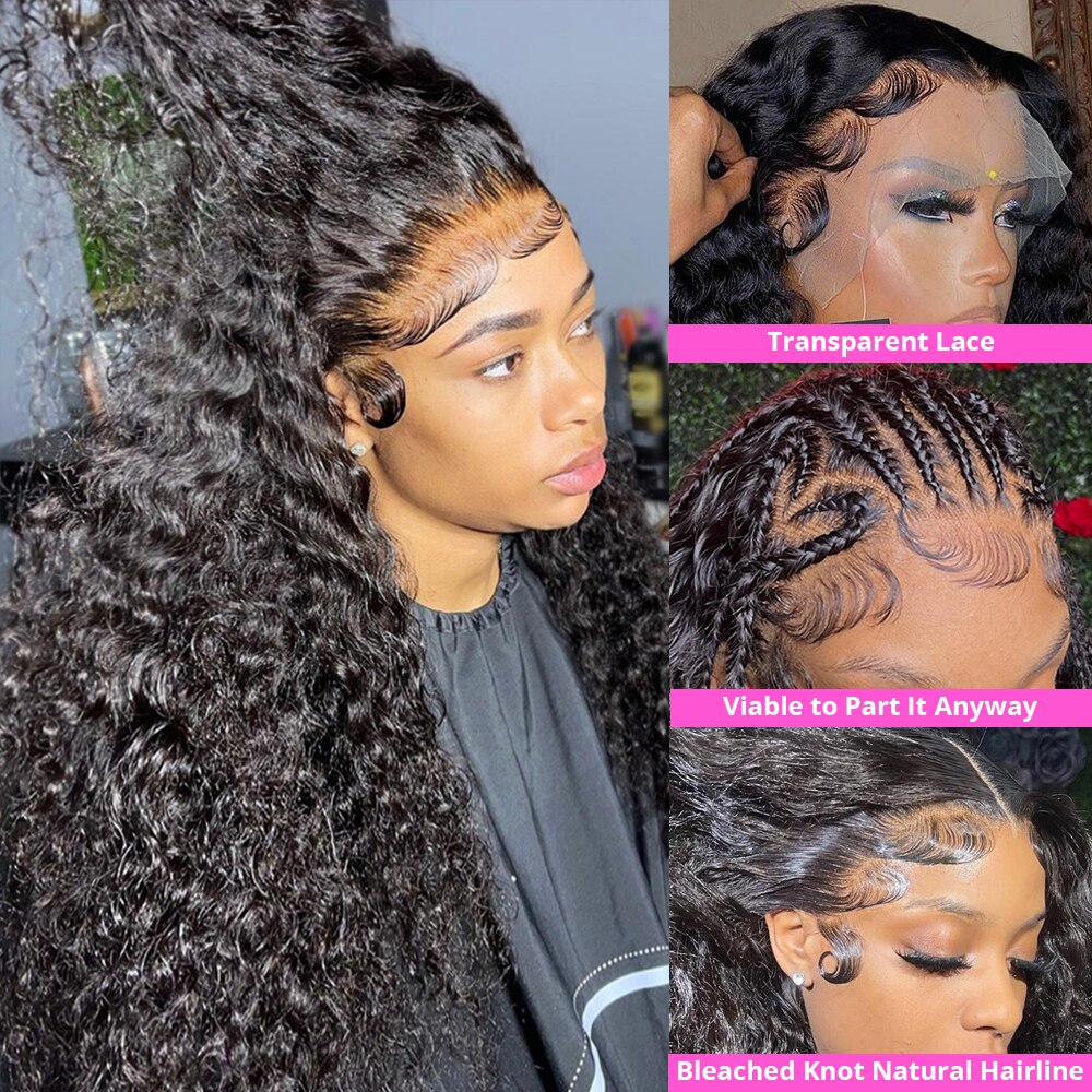 Deep Wave 360 HD Lace Frontal Wigs Brazilian Loose Water Wavy Curly Human Hair Wigs