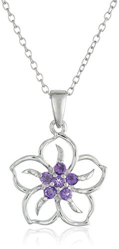 Sterling Silver Topaz Flower Pendant Necklace, 18" December birthstone