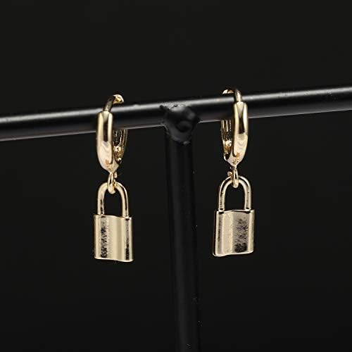 Padlock 18K Plated Gold Drop Dangle Earrings for Women