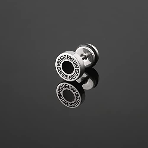 8 Pairs PUNK Black Stainless Steel Stud Earrings