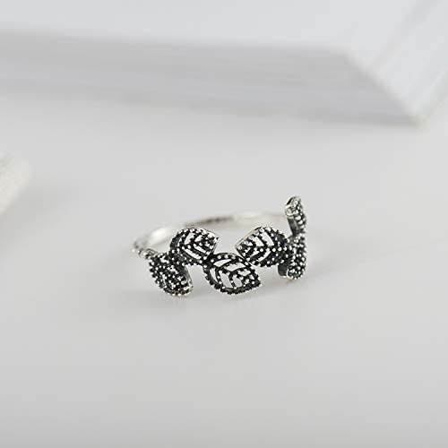 925 Sterling Silver Leaf Vintage Ring for Women