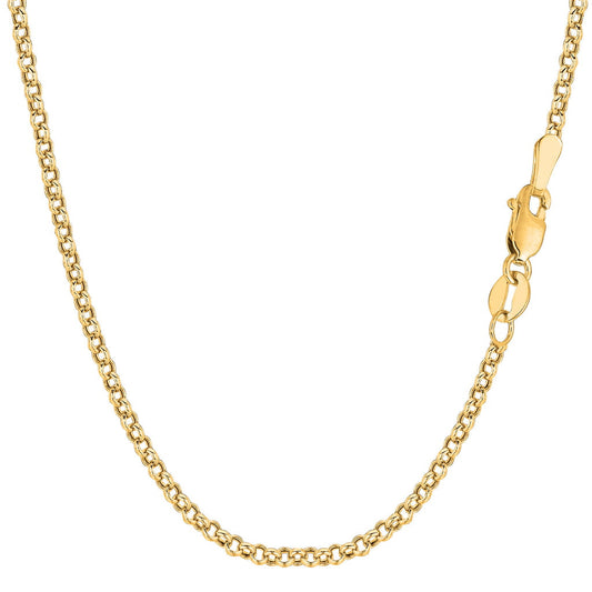 14K Yellow Gold 2.3MM Round Rolo Link Necklace