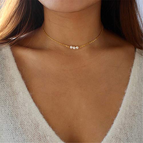 Turandoss Dainty Layering Pearls Necklace