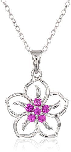 Sterling Silver Topaz Flower Pendant Necklace, 18" December birthstone