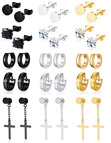 PUNK Stainless Steel Earrings Hoop 15-SET