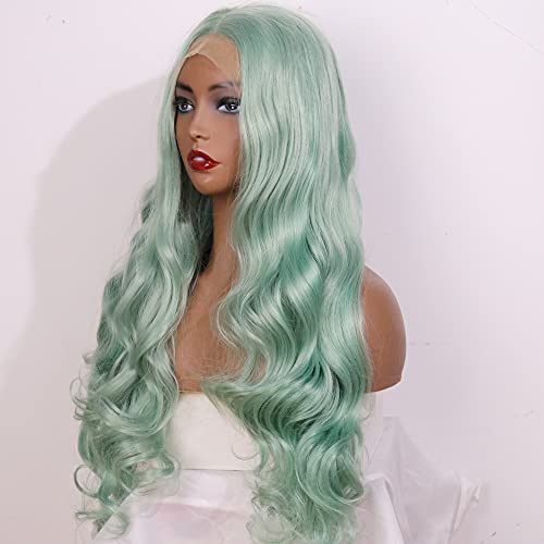 22inch Mint Green Loose Wave Lace Front Wig|Free Part DragQueen|Women