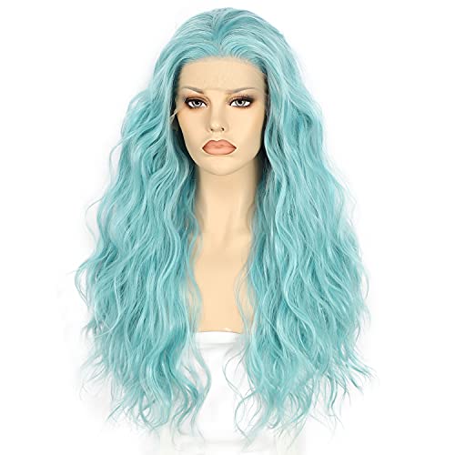 22 Inch Blue Free Part Lace Front Loose Curly Wigs
