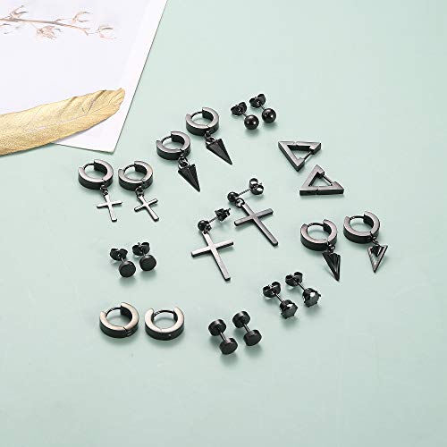 10 Pairs Stainless Steel Stud Earrings Set for Men Women