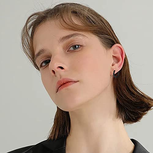 8 Pairs PUNK Black Stainless Steel Stud Earrings