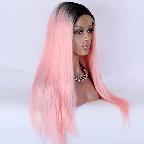 13×4 light Pink Dark Root Lace Front Wig