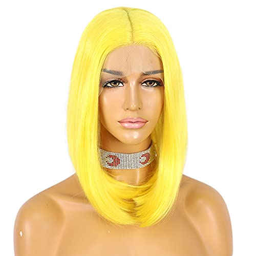 Yellow Bob HD Lace Front Wigs for Women