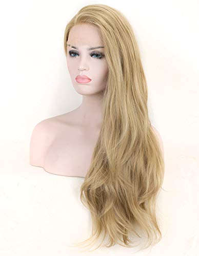 Golden Ash Blonde Long Wavy Lace Front Wig