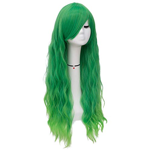 Long Curly Wavy Green Hair Wig