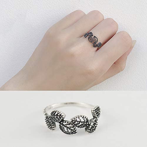 925 Sterling Silver Leaf Vintage Ring for Women