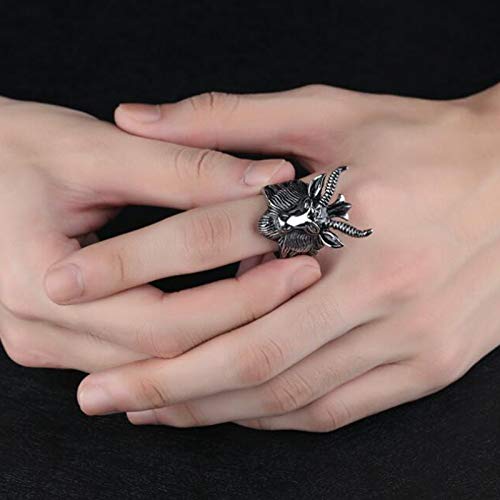 Stainless Steel Satan Ram Goat Head Gothic Rings