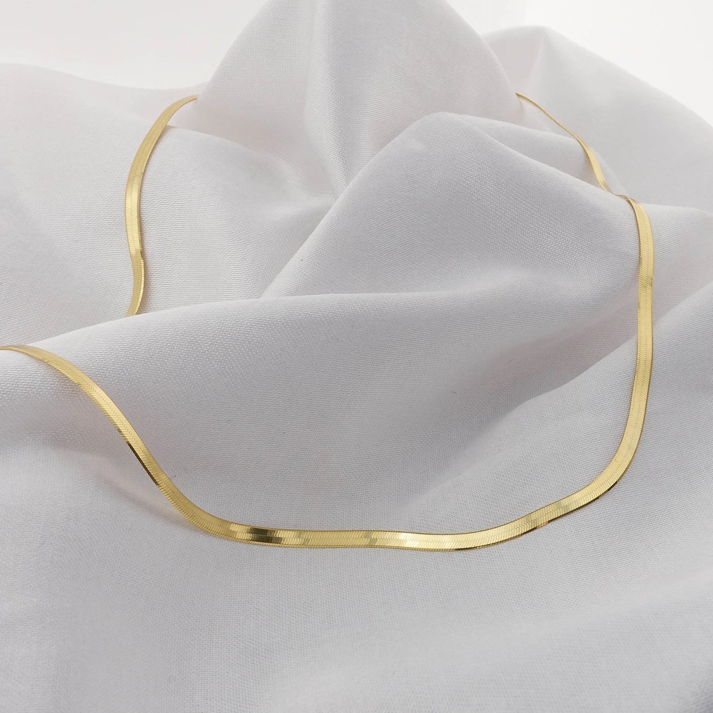 Real 14K Yellow Gold Herringbone Chain Necklace 3MM-6MM