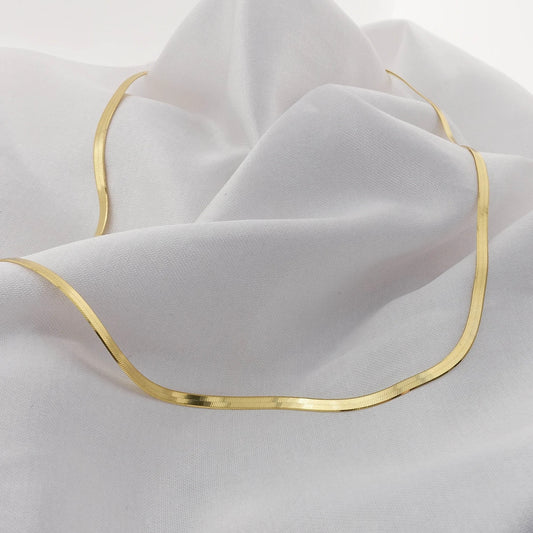 Real 14K Yellow Gold Herringbone Chain Necklace 3MM-6MM