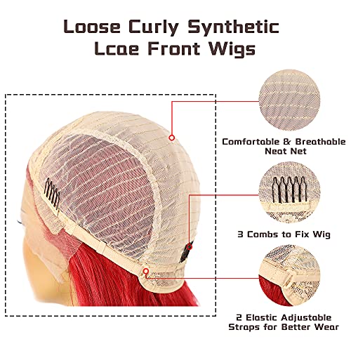 22 Inch Blue Free Part Lace Front Loose Curly Wigs