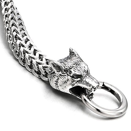 Stainless Steel Wolf Head Link Curb Chain Bracelet|Men Punk Jewelry