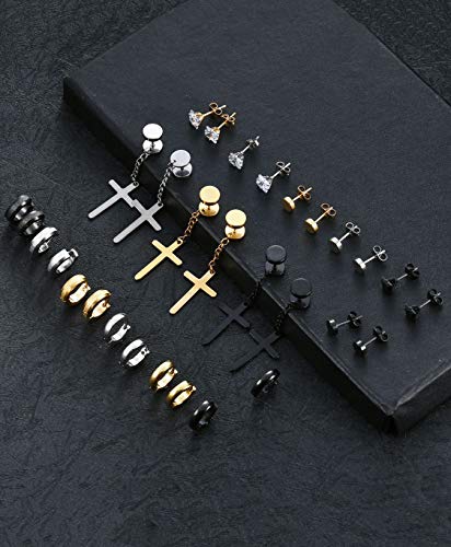 PUNK Stainless Steel Earrings Hoop 15-SET