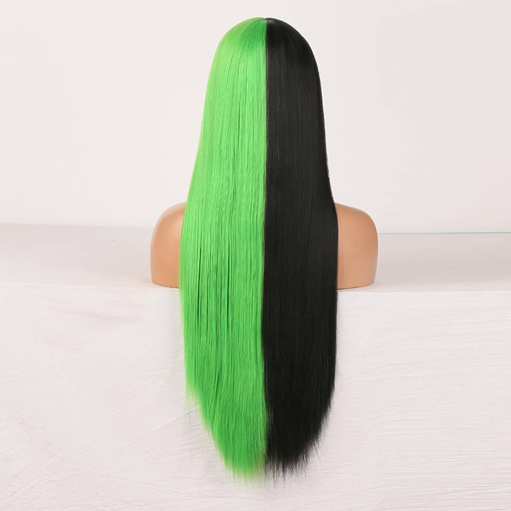 Split Dye Cosplay Wigs-Long Straight Hair with Bangs