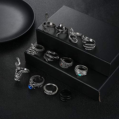 12Pcs Dragon Snake Vintage Punk Rings for Men