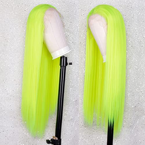 Fluorescent Green Long Straight Lace Front Wig