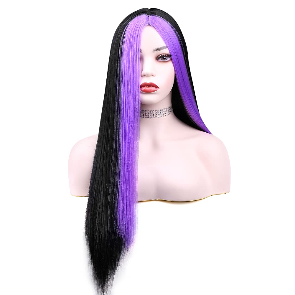 Black Hair Highlight With Purple Hair Wigs