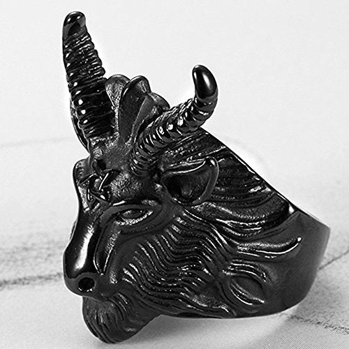 Stainless Steel Satan Ram Goat Head Gothic Rings