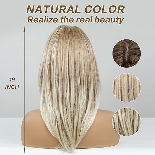 Long layered Blonde Wig with Bangs
