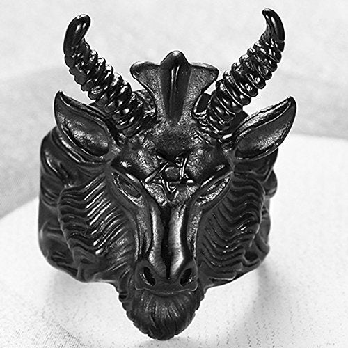 Stainless Steel Satan Ram Goat Head Gothic Rings
