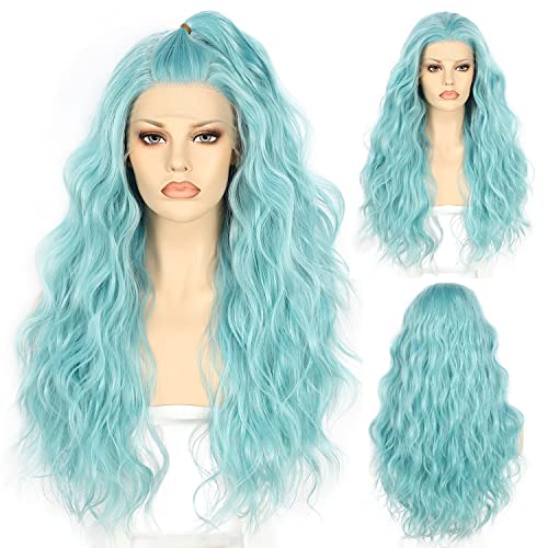 22 Inch Blue Free Part Lace Front Loose Curly Wigs