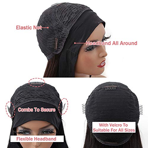 Body Wave Headband Human Hair |Black Wig