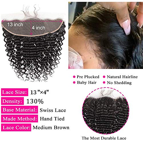 Deep Wave Human Hair Weave Bundle With Baby Hair 24"26"28"+22"