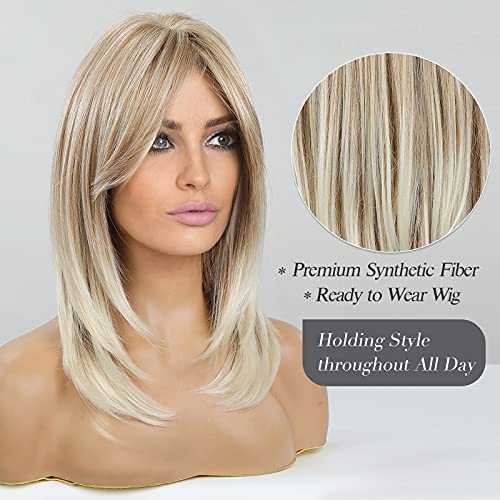 Long layered Blonde Wig with Bangs