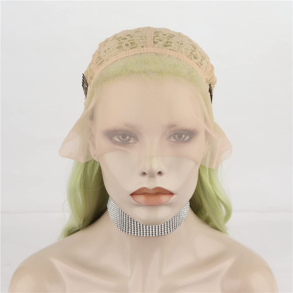 green hair dark green hair black green hair wigs hairstyles wigs wigs costumes wig wig with bangs wig shop wigs online wigs shops, Light Green Lace Front Wig Long Wavy