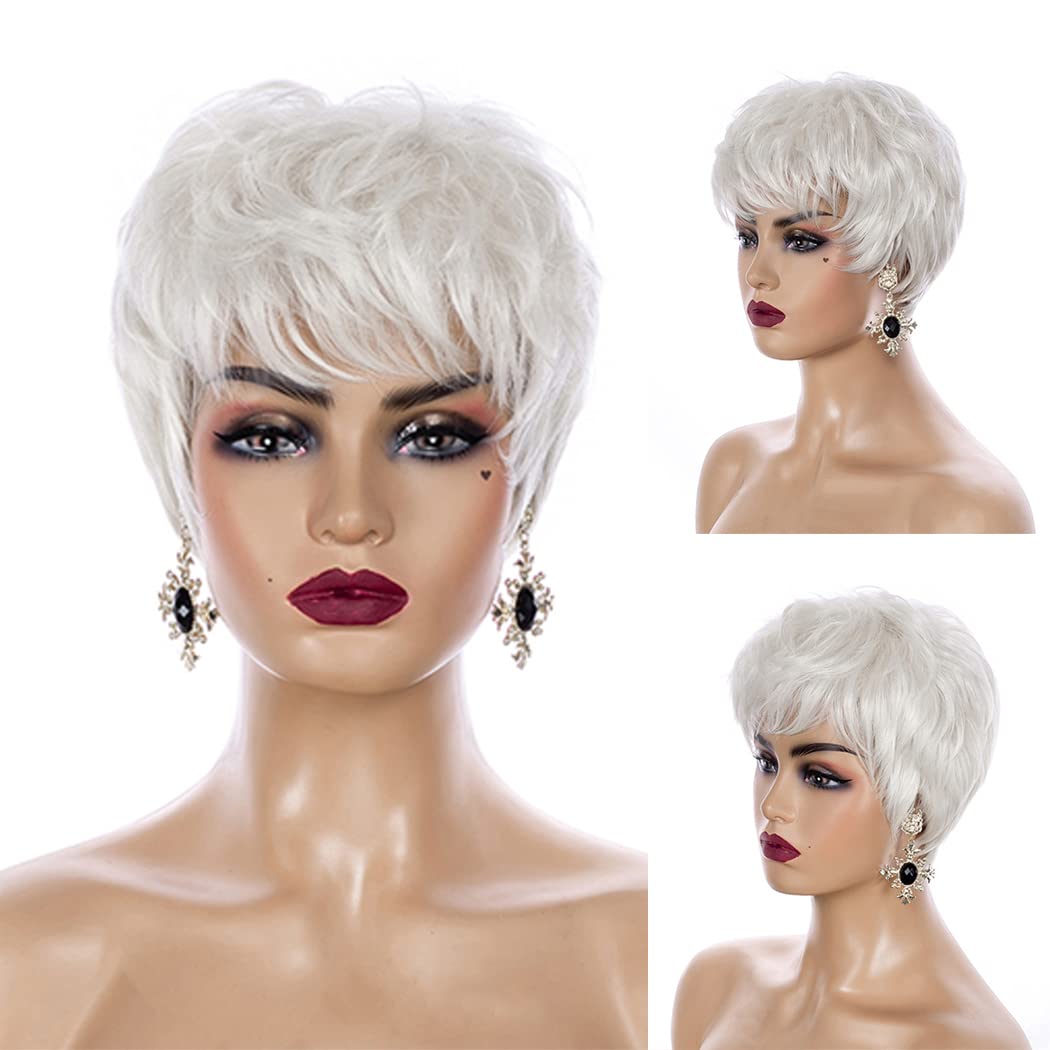 White Pixie Cut Bob Full Hair Wigs