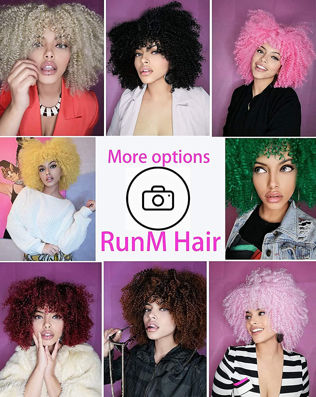 Afro Pink Short Kinky Curly Wig For Women Dragqueen